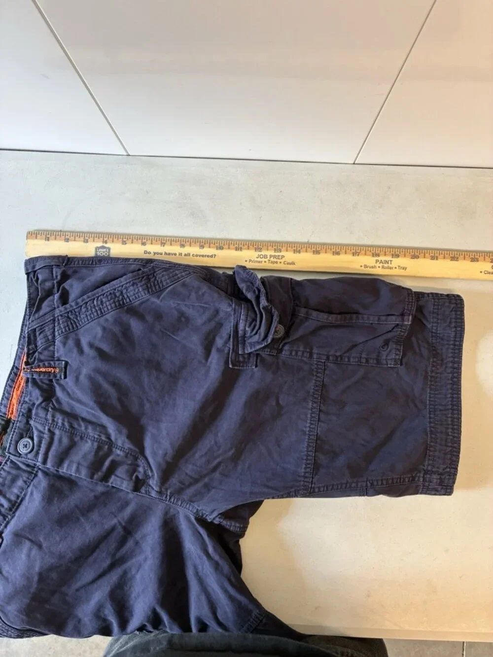 Superdry‎ Core Cargo Lite Shorts Mens 38 Navy Blue Drawstring Pockets Utility